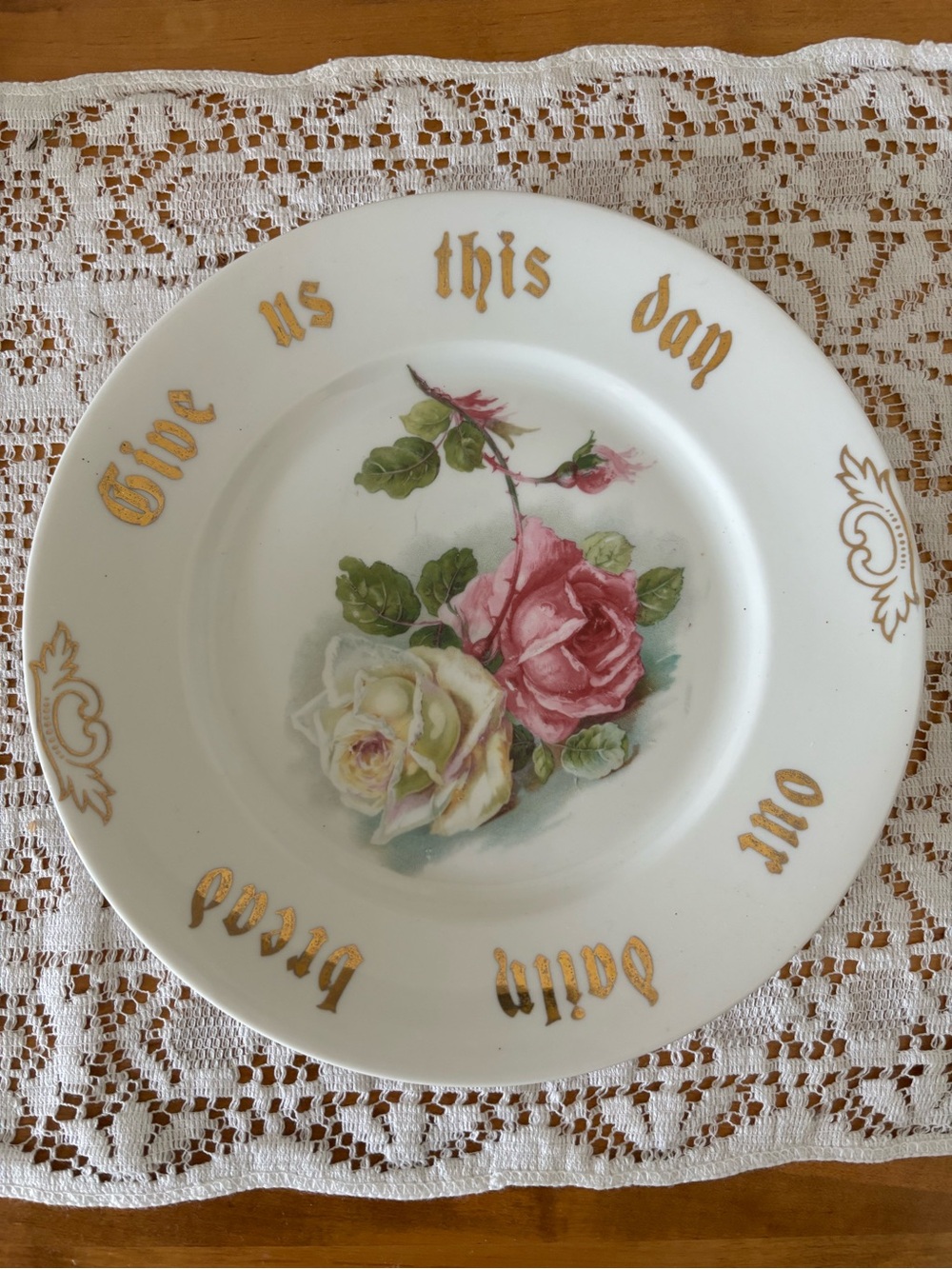 “Give us this day our daily bread” vintage plate